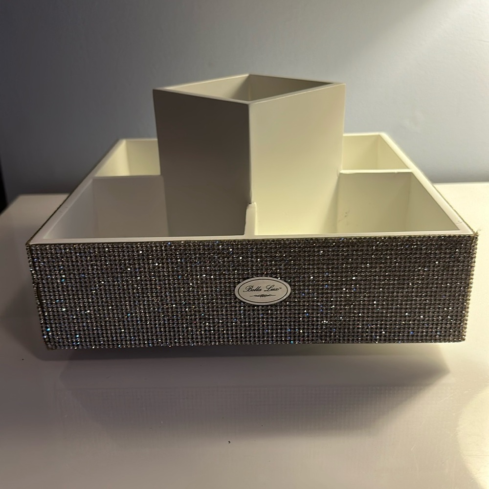 Rhinestone makeup caddy
